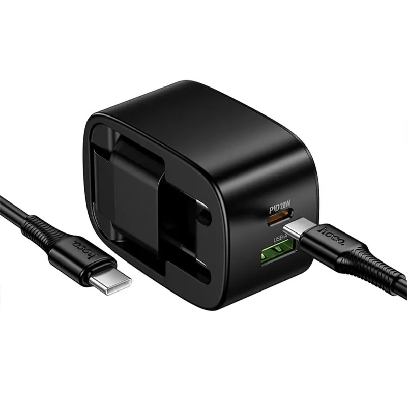 МЗП Hoco CS101A Folding PD20W+QC3.0 + кабель Type-C to Type-C Black — фото 4
