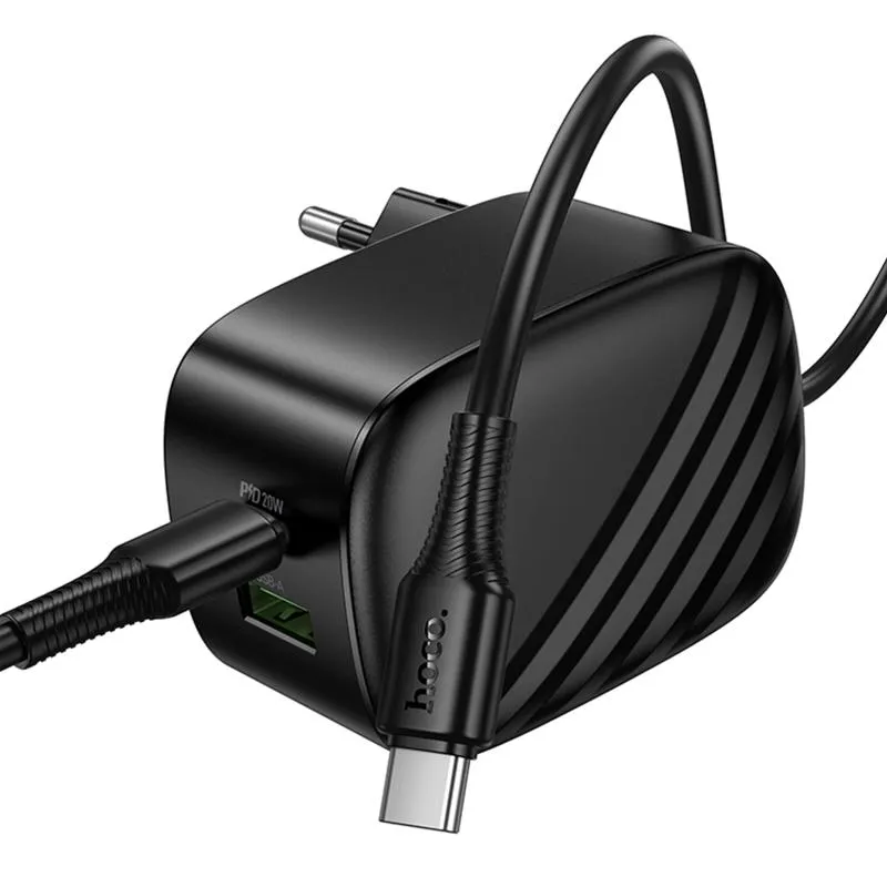 МЗП Hoco CS101A Folding PD20W+QC3.0 + кабель Type-C to Type-C Black — фото 5