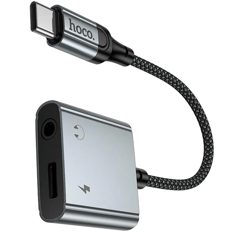 Перехідник Hoco UPA34 Type-C to Type-C + 3.5mm Metal gray — фото 3