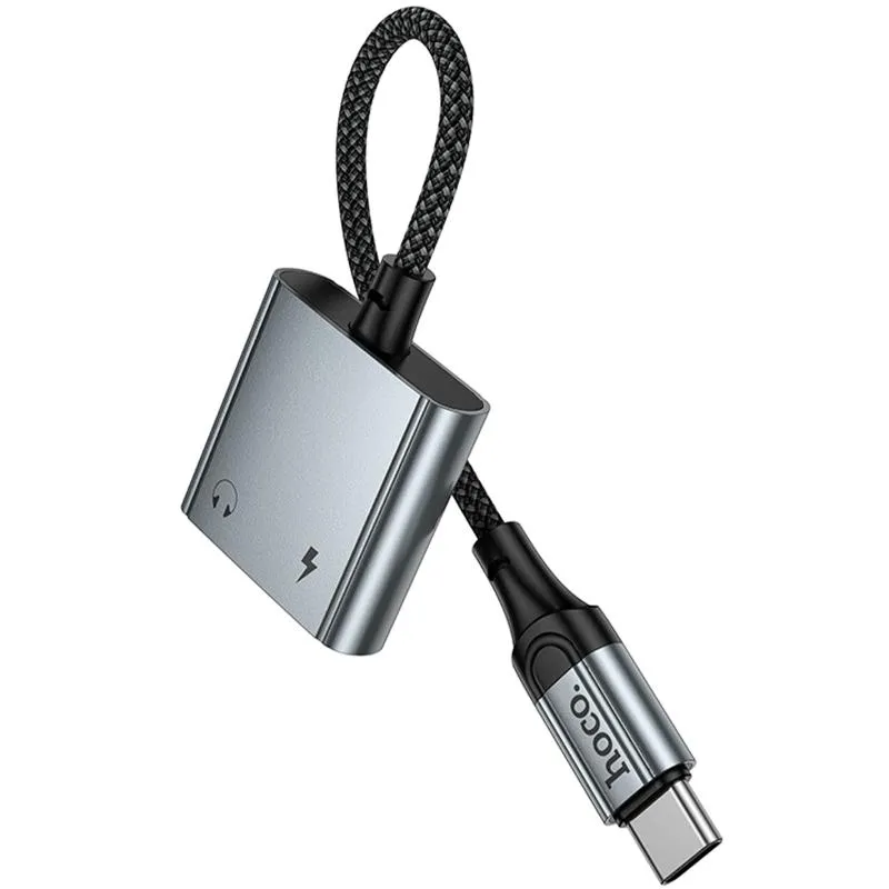 Перехідник Hoco UPA34 Type-C to Type-C + 3.5mm Metal gray — фото 5