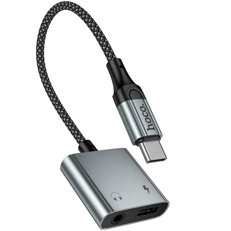 Перехідник Hoco UPA34 Type-C to Type-C + 3.5mm Metal gray — фото 6