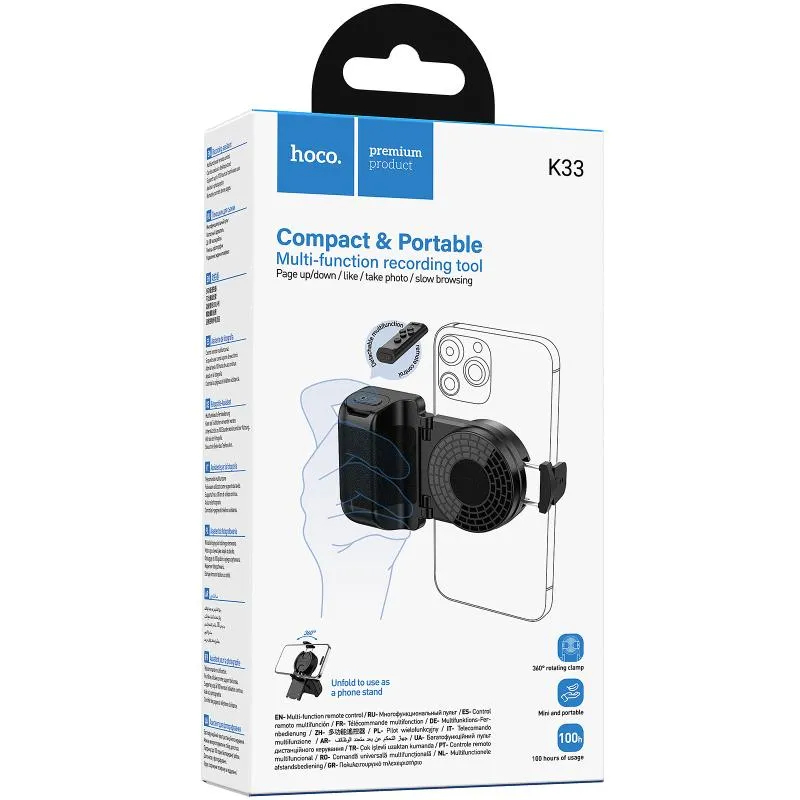 Тримач для селфі Hoco K33 Oleada Bluetooth Black — фото 2