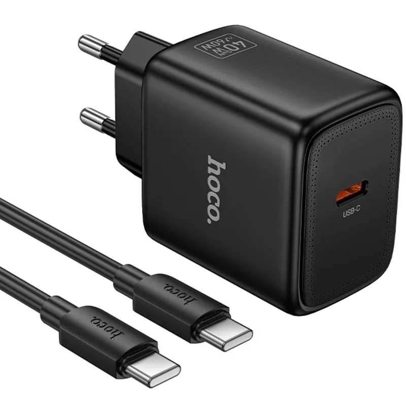 МЗП Hoco N83 Profit PD40W (1USB-C) + кабель Type-C to Type-C Black