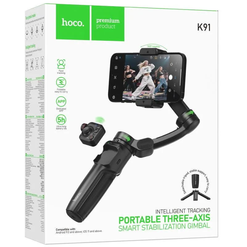 Стабілізатор Hoco K91 Support 3-axis smart gimbal Black — фото 2