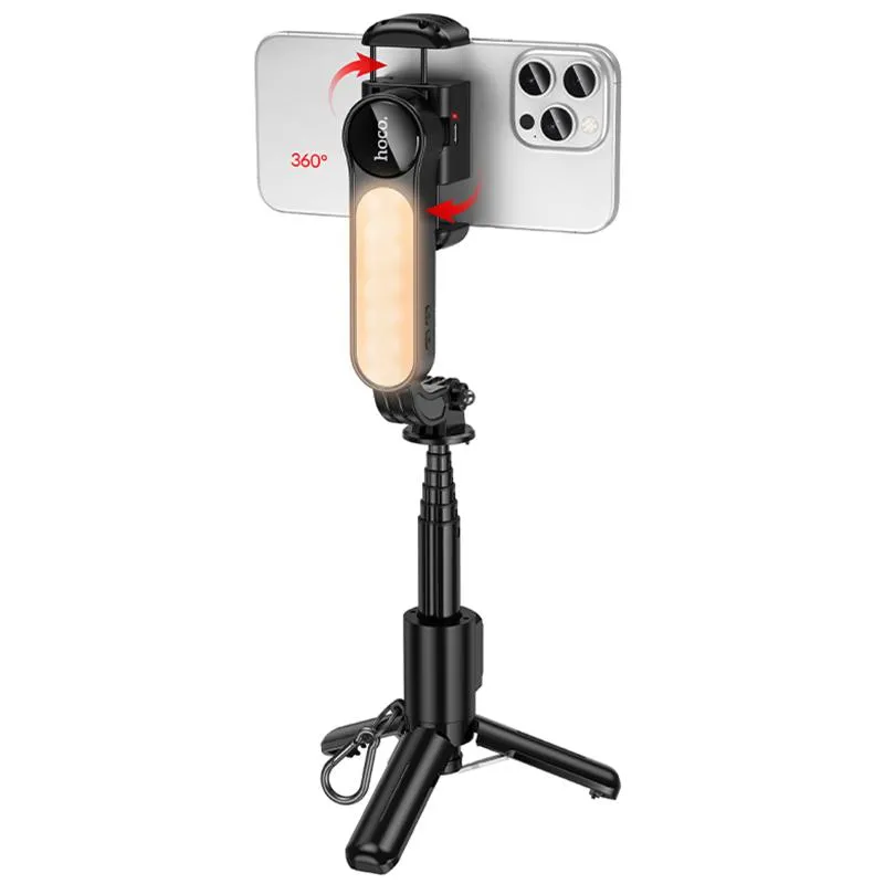 Монопод для селфі Hoco K90 Support axis smart+light Black — фото 5