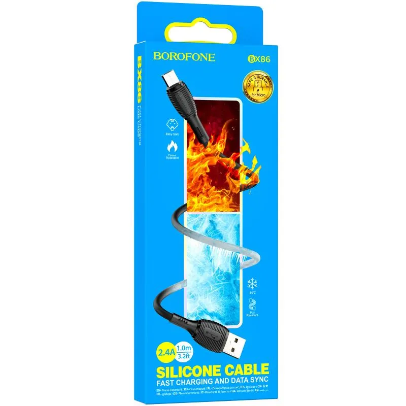 Дата кабель Borofone BX86 Advantage USB to MicroUSB 2.4A Black — фото 2
