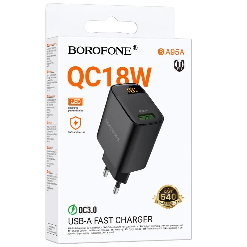 МЗП Borofone BA95A Ilustre QC3.0 18W Black — фото 2