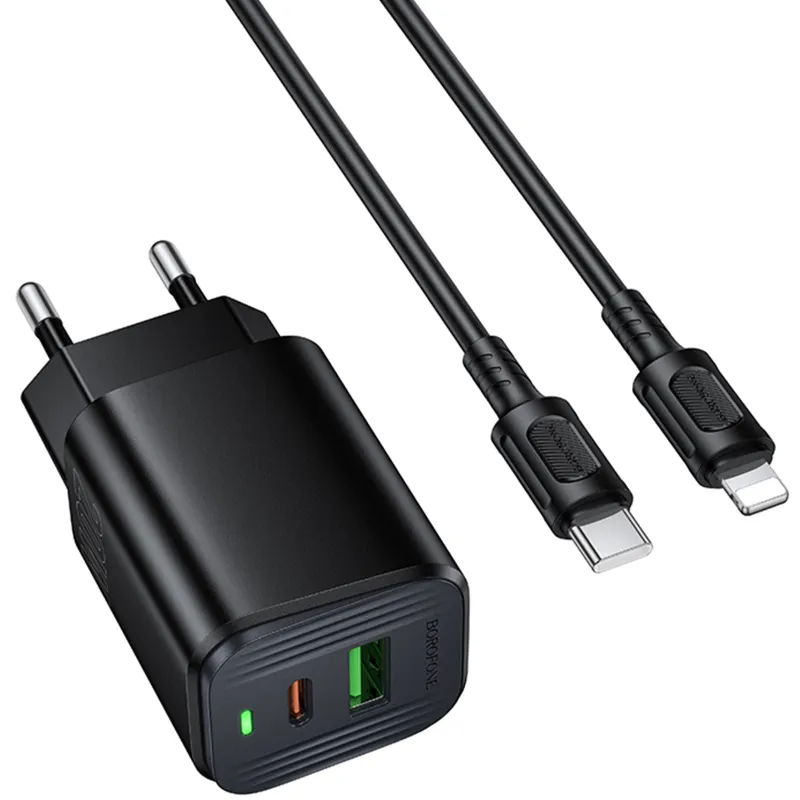 МЗП Borofone BAS83A Star PD20W+QC3.0 + кабель Type-C to Lightning Black