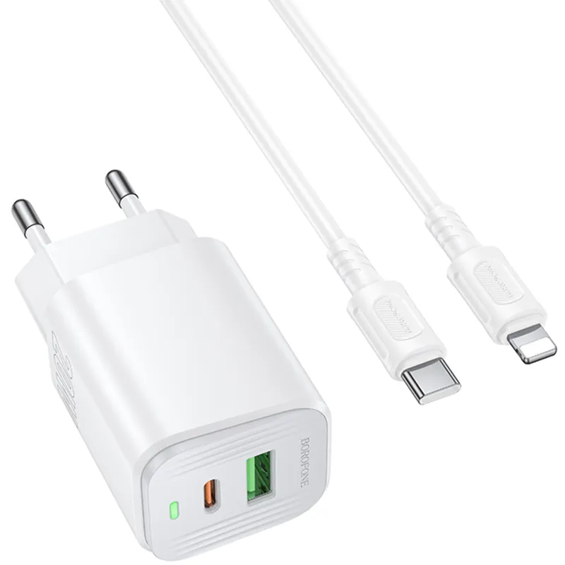 МЗП Borofone BAS83A Star PD20W+QC3.0 + кабель Type-C to Lightning White
