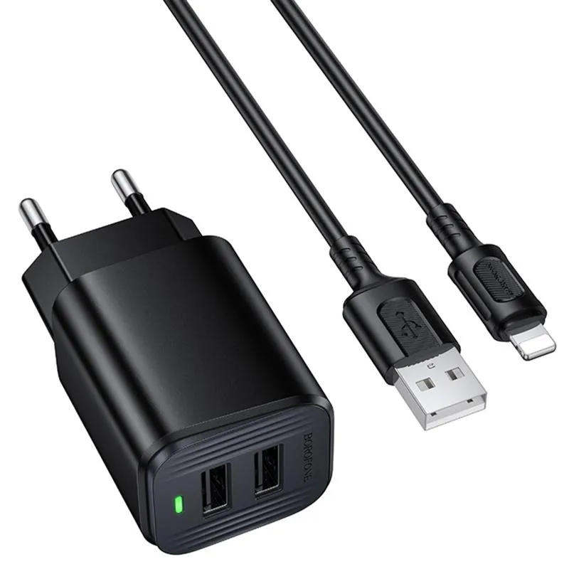 МЗП Borofone BAS81A Star 10.5W + кабель USB to Lightning Black