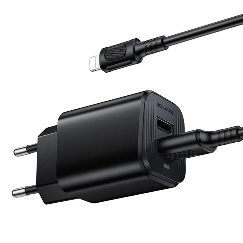 МЗП Borofone BAS81A Star 10.5W + кабель USB to Lightning Black — фото 2
