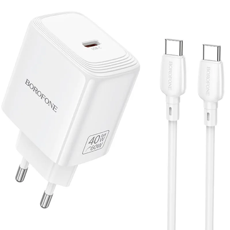 МЗП Borofone BN33 Fuente PD40W + кабель Type-C to Type-C White