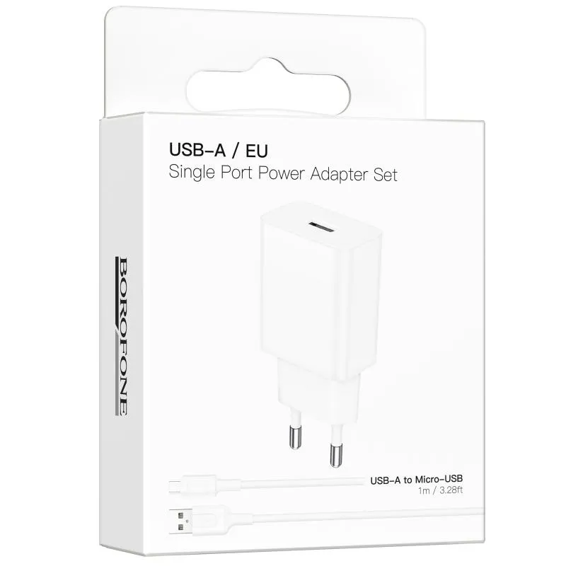 МЗП Borofone BA110A Lemi 7.5W + кабель USB to MicroUSB White — фото 2