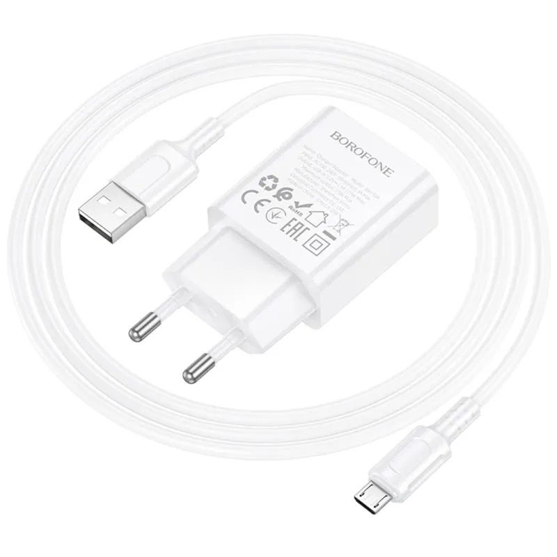 МЗП Borofone BA110A Lemi 7.5W + кабель USB to MicroUSB White — фото 3