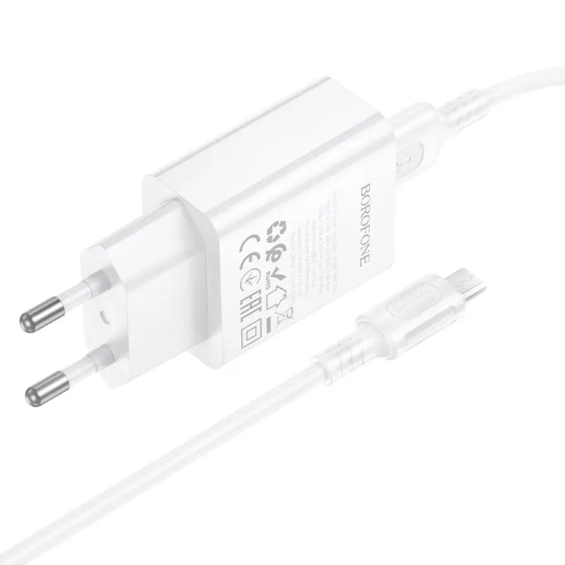 МЗП Borofone BA110A Lemi 7.5W + кабель USB to MicroUSB White — фото 4