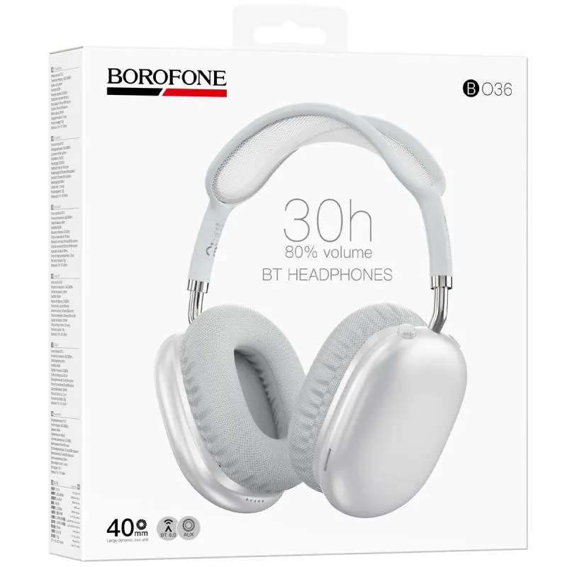Накладні бездротові навушники Borofone BO36 Tone Silver — фото 2