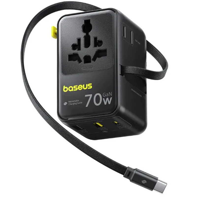 Мережевий універсальний перехідник Baseus CG11 70W with retractable cable Cosmic Black