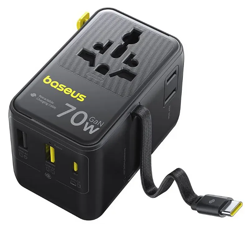 Мережевий універсальний перехідник Baseus CG11 70W with retractable cable Cosmic Black — фото 2