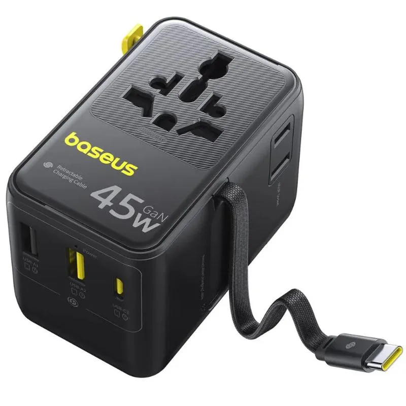 Мережевий універсальний перехідник Baseus AG11 45W with retractable cable Cosmic Black — фото 3