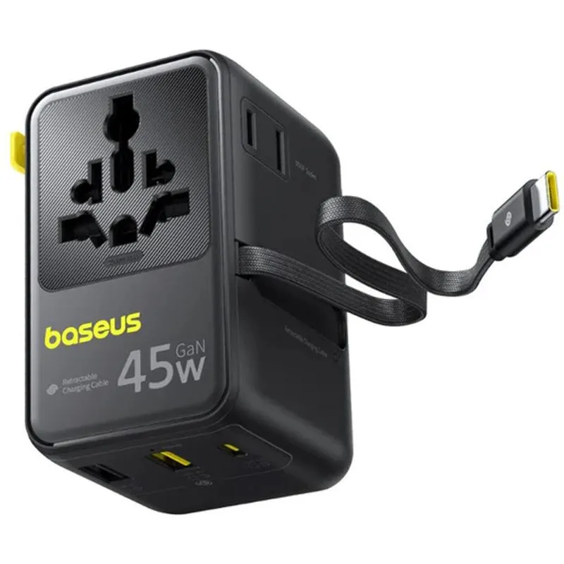 Мережевий універсальний перехідник Baseus AG11 45W with retractable cable Cosmic Black — фото 4