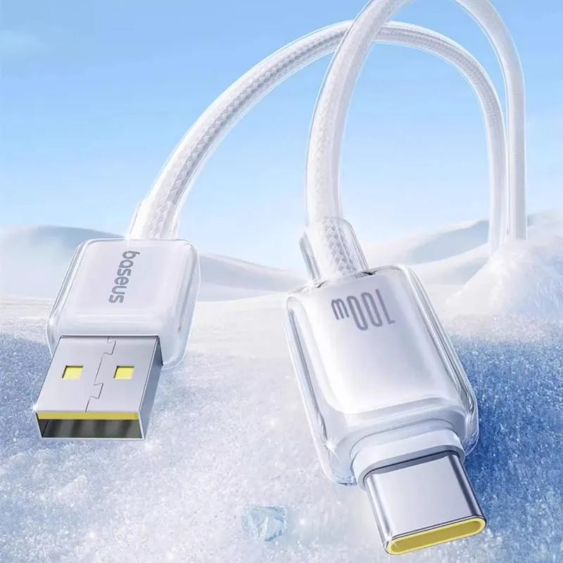 Дата кабель Baseus Crystal USB to Type-C 100W Moon White — фото 2