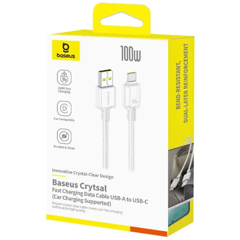 Дата кабель Baseus Crystal USB to Type-C 100W Moon White — фото 3