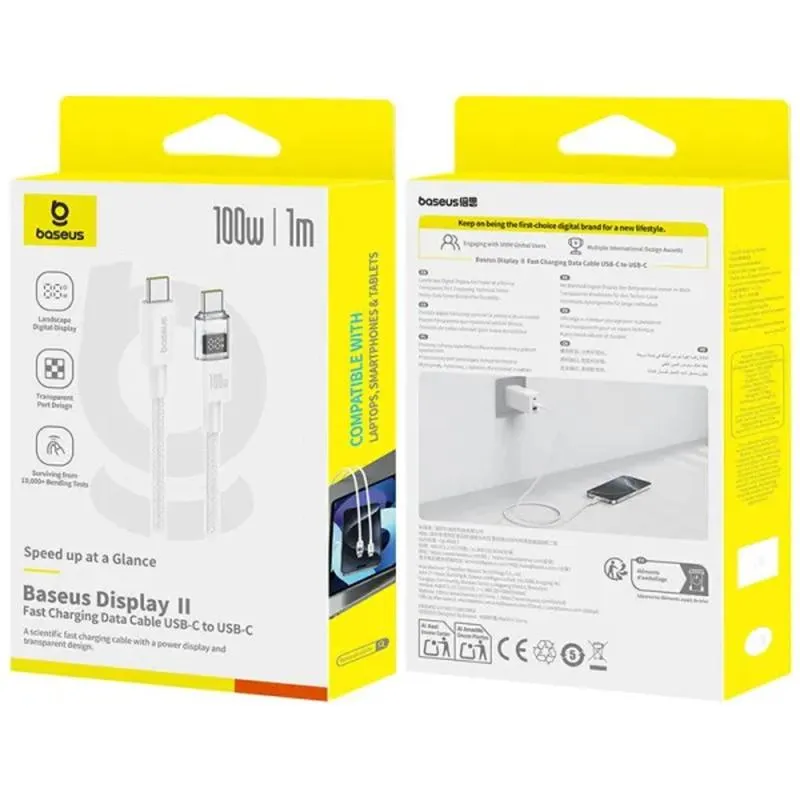 Дата кабель Baseus Display 2 Type-C to Type-C 100W Moon White — фото 4