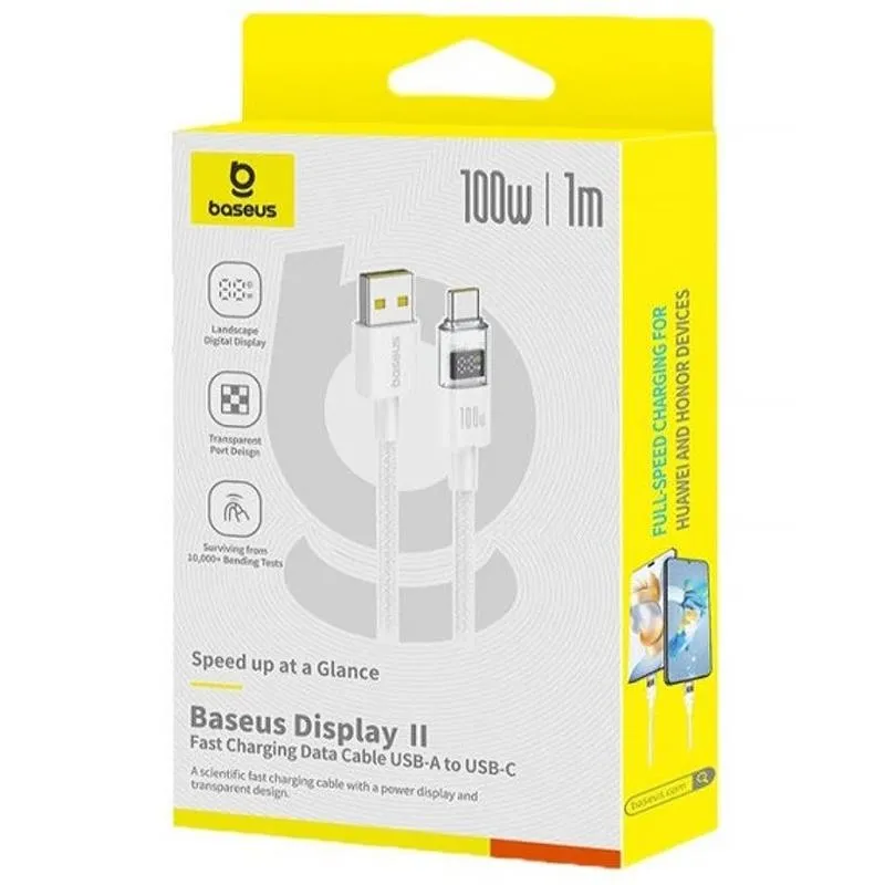 Дата кабель Baseus Display 2 USB to Type-C 100W Moon White — фото 2