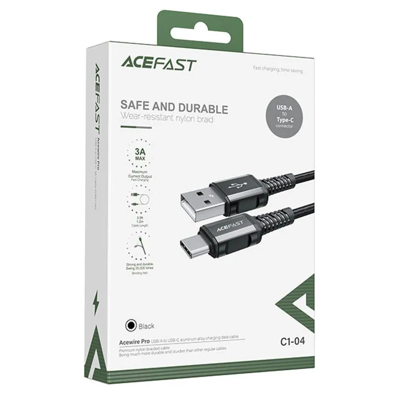 Дата кабель Acefast C1-04 USB to Type-C 3A Black — фото 3