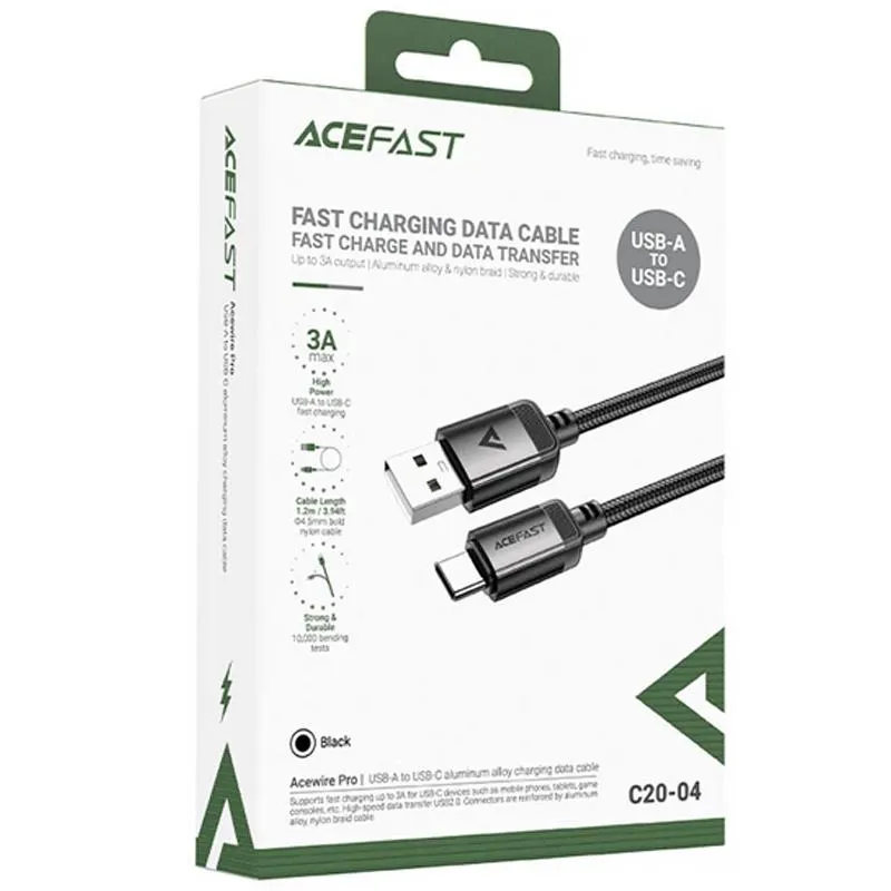 Дата кабель Acefast C20-04 USB to Type-C 3A Black — фото 2