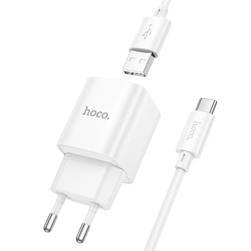 МЗП Hoco C145A Charm QC3.0 18W + кабель USB to Type-C White — фото 3