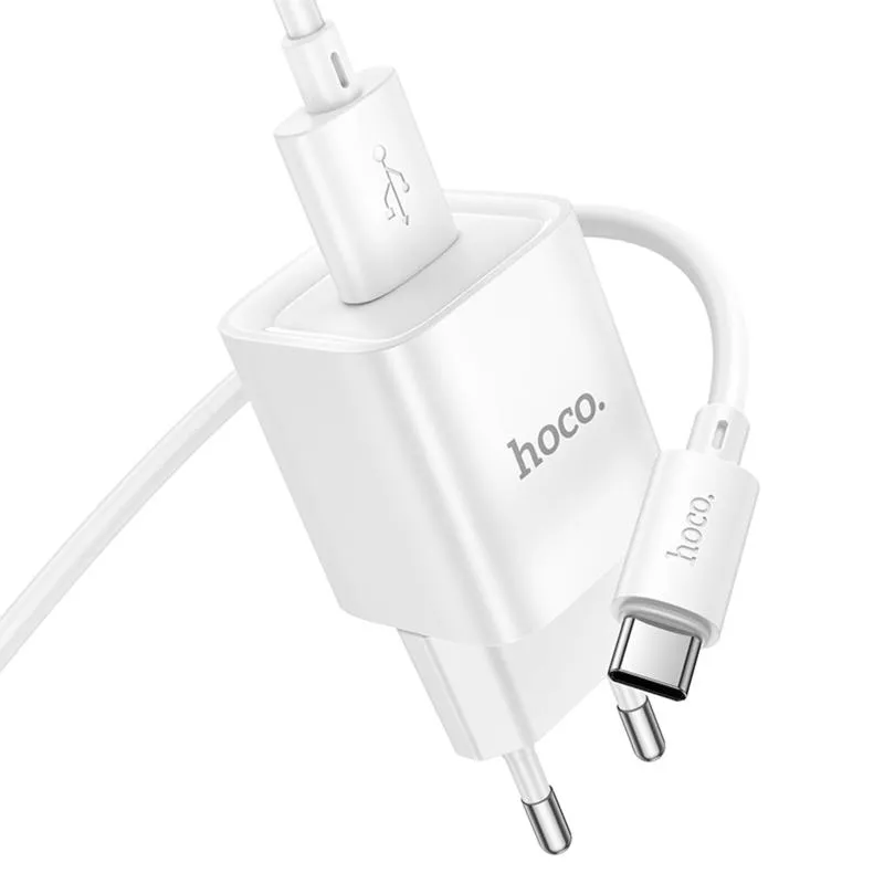 МЗП Hoco C145A Charm QC3.0 18W + кабель USB to Type-C White — фото 4