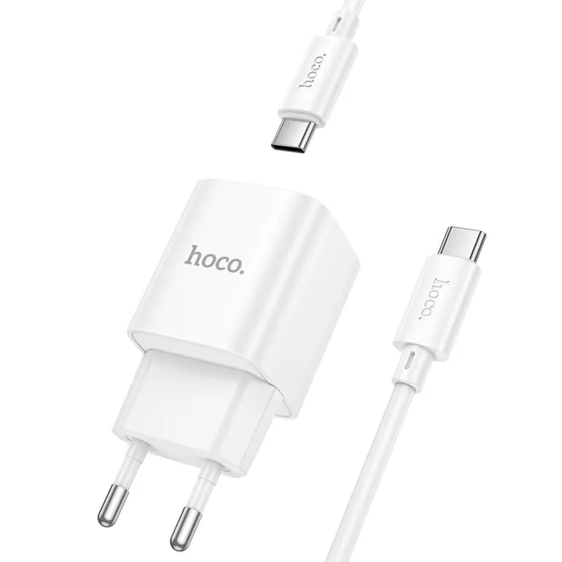 МЗП Hoco C147A PD20W+QC3.0 + кабель Type-C to Type-C White — фото 3