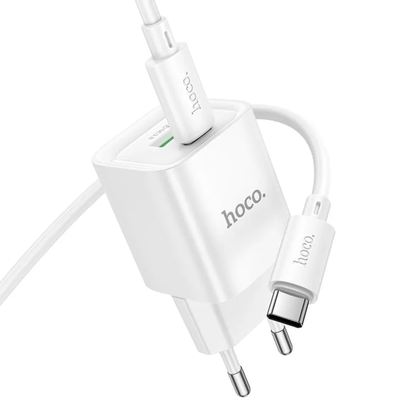 МЗП Hoco C147A PD20W+QC3.0 + кабель Type-C to Type-C White — фото 4