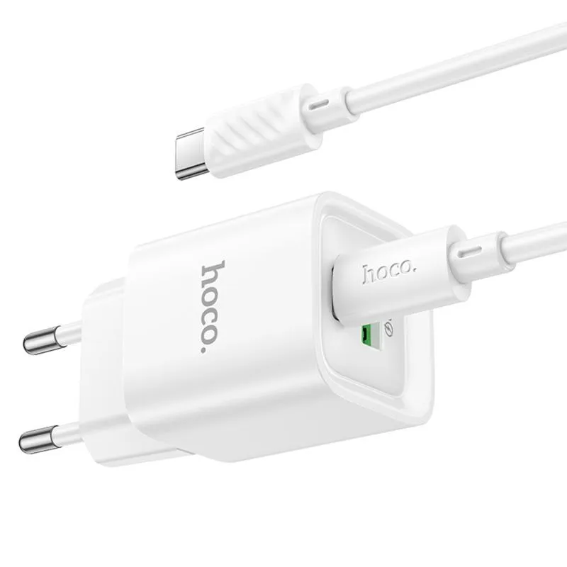 МЗП Hoco C147A PD20W+QC3.0 + кабель Type-C to Type-C White — фото 5