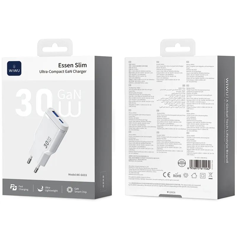 МЗП WIWU G033 Essen PD30W+QC3.0 GaN White — фото 5