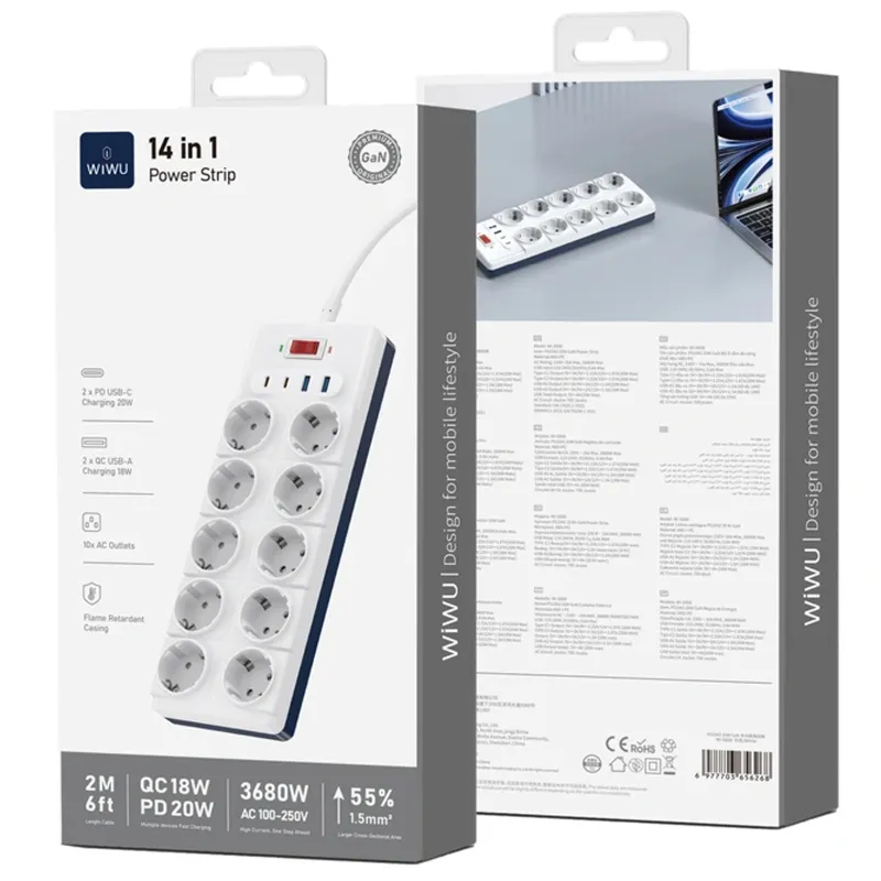 Подовжувач WIWU S008 Power Strip PD20W White — фото 4