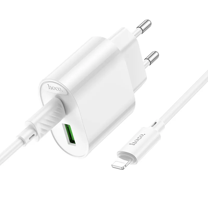 МЗП Hoco C109A Fighter PD20W+QC3.0 + кабель Type-C to Lightning White — фото 3