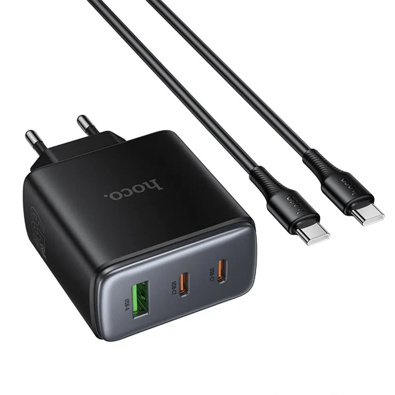 МЗП Hoco C160A Upgrade PD65W+QC3.0 + кабель Type-C to Type-C Black — фото 3