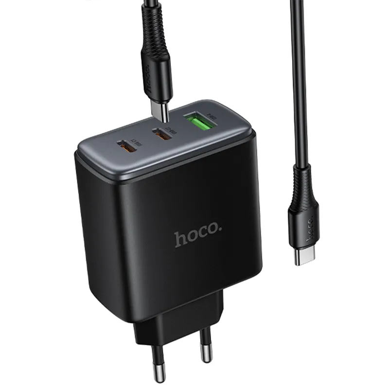 МЗП Hoco C160A Upgrade PD65W+QC3.0 + кабель Type-C to Type-C Black — фото 4