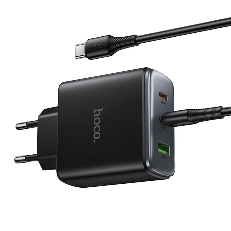 МЗП Hoco C160A Upgrade PD65W+QC3.0 + кабель Type-C to Type-C Black — фото 5