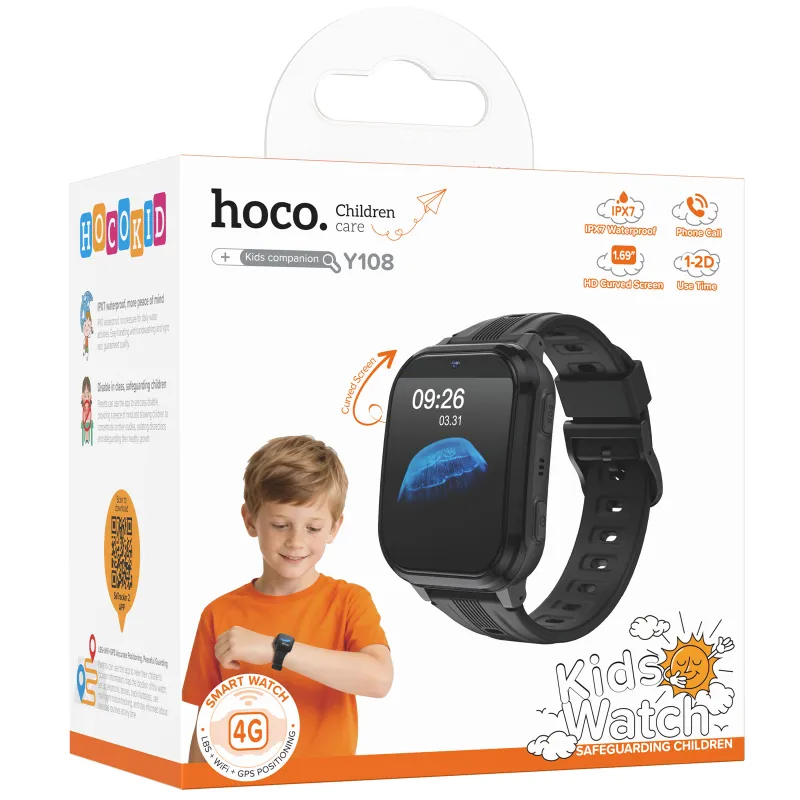 Дитячий cмарт-годинник Hoco Y108 4G with call function Black — фото 3