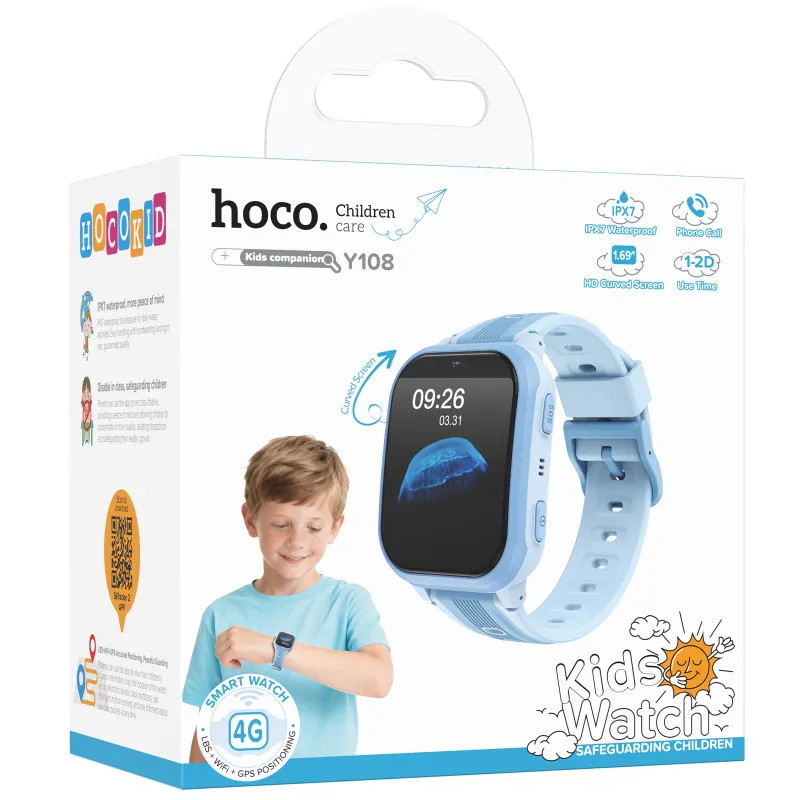 Дитячий cмарт-годинник Hoco Y108 4G with call function Blue — фото 3