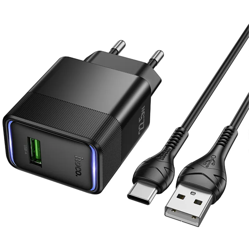 МЗП Hoco CS111A Lounge QC3.0 22.5W + кабель USB to Type-C Black — фото 2