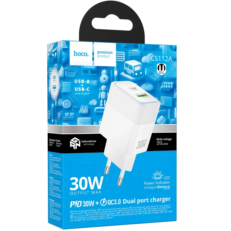 МЗП Hoco CS112A Lounge PD30W+QC3.0 White — фото 2