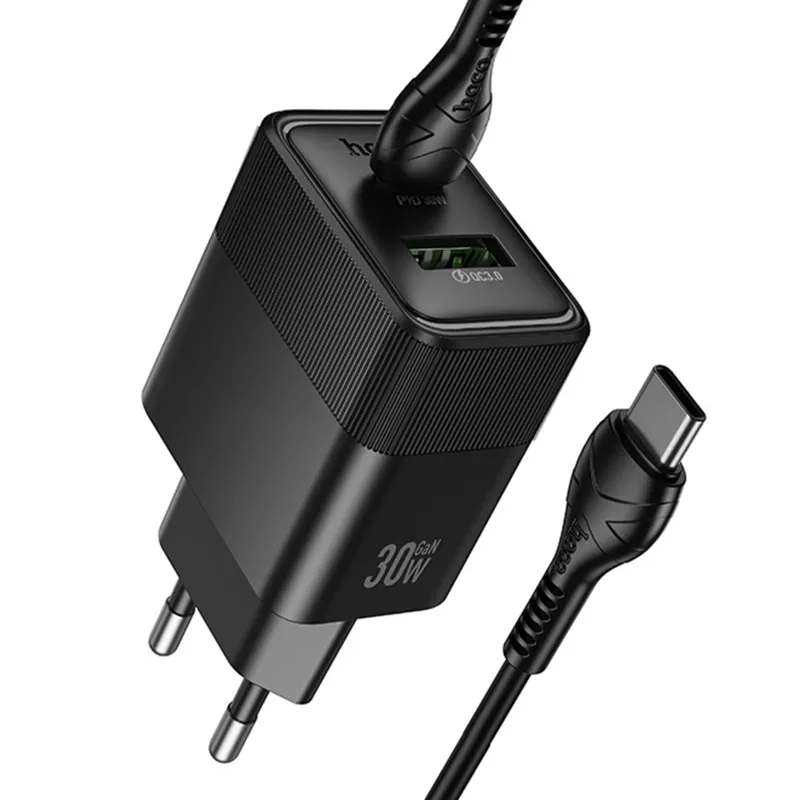 МЗП Hoco CS112A Lounge PD30W+QC3.0 + кабель Type-C to Type-C Black — фото 4