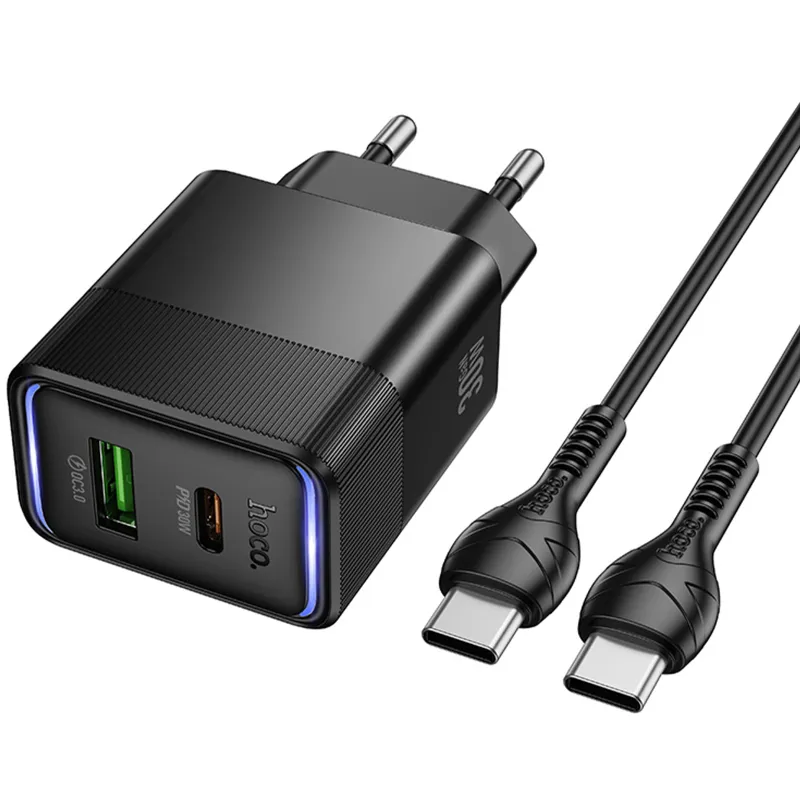 МЗП Hoco CS112A Lounge PD30W+QC3.0 + кабель Type-C to Type-C Black — фото 5
