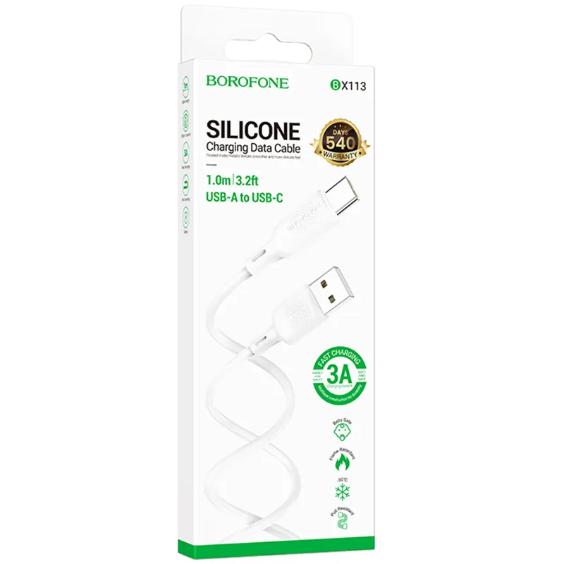 Дата кабель Borofone BX113 Lenny USB to Type-C 3A White — фото 3