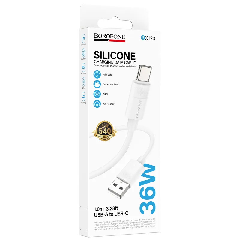 Дата кабель Borofone BX123 Leya USB to Type-C 36W White — фото 2