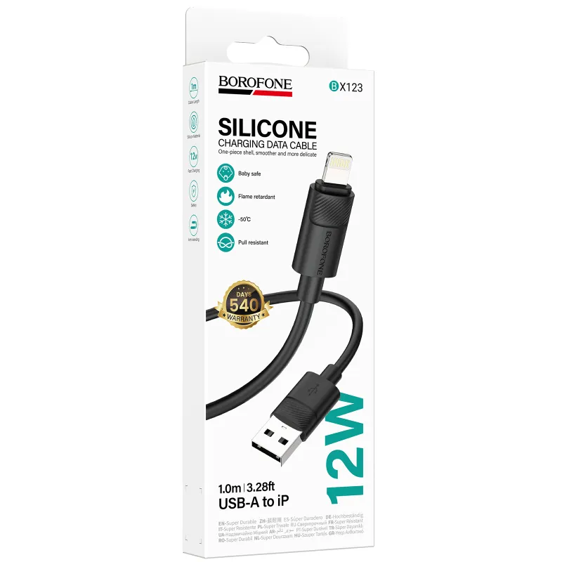 Дата кабель Borofone BX123 Leya USB to Lightning 12W Black — фото 2